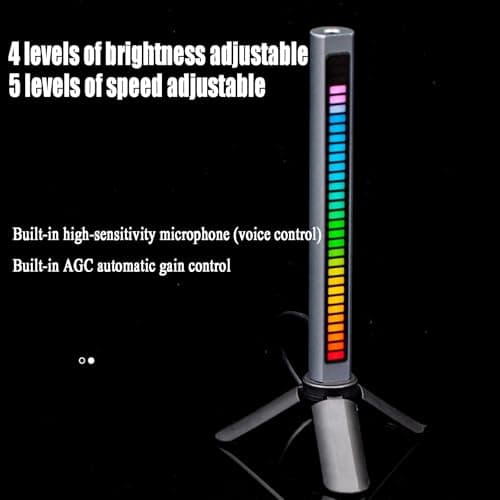 Voice-Controlled RGB Rhythm Lights, Rechargeable Adjustable Brightness and Speed Lamp with Built-in AGC for Room Interiors, Perfect for Ambient Lighting — view 2