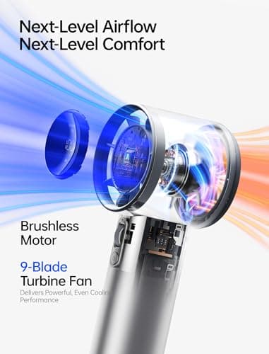 JISULIFE Handheld Fan Pro1S - Next-Gen Airflow: Up to 40h Runtime, Electroplated Body - Luxury Shine, 1-100 Speed Scroll Wheel, 5000mAh-Portable Fan for Travel, Gifts for Women Men(Chrome Silver) — view 4