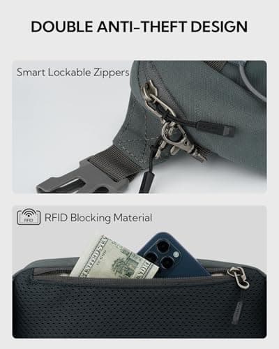 Waterfly Bum Bag Fanny Pack Waist Packs with RFID Blocking Grey — view 4