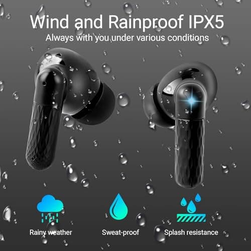BlitexyFlow Wireless Earbuds, Ear Buds Earphones Bluetooth 5.3 USB C Mini Headphones Touch Control with Microphone Hi-Fi Stereo Sound Deep Bass CVC Noise Cancelling Water-Resistant — view 4
