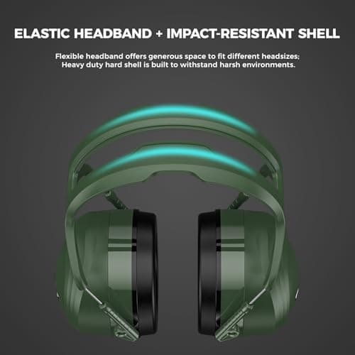 ProCase Extra Large SNR 37dB Noise Cancelling Headphones, NRR 30dB Hearing Protection Ear Muffs for Adults Noise Reduction, Wide Size Adjustment and Comfortable -Green — view 5