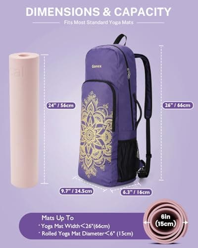 Gonex Yoga Mat Bag Convertible Backpack Blocks Carrier Wet Pocket — view 3