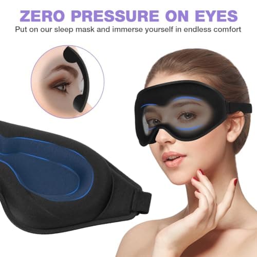 URAQT 100% Blackout Sleep Masks, 3D Adjustable Deep Eye Mask, Zero Pressure Sleeping Eye Mask, Ergonomic Design, Unisex for Sleeping, Nap, Travel — view 4