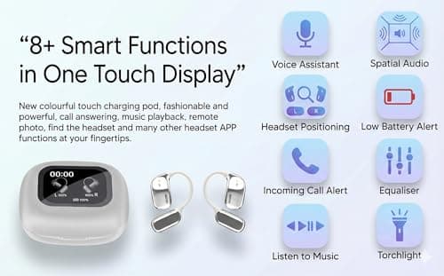 DEMPOWER Wireless Earbuds with Smart Touch Screen Case – AI Voice Translator Supporting 144 Languages, ANC Noise Cancelling, Remote Camera Control, 360° Surround Sound, Bluetooth 5.4 Headphones — view 2