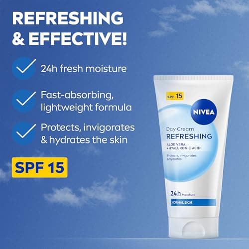 NIVEA Refreshing Day Face Cream SPF 15 (50ml), Hydrating Face Moisturiser with Aloe Vera and Hyaluronic Acid, Moisturiser with SPF for Normal Skin — view 2