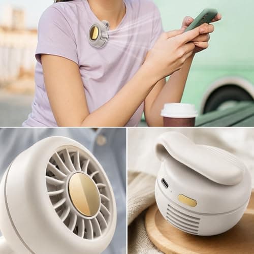 BRTNUP Silent Mini Bladeless Fan Portable Waist Clip Fan Rechargeable Hands-Free Belt Fans with 3 Speeds for Travel Office Shirt, Summer Gift for Outdoor Lovers (White) — view 5