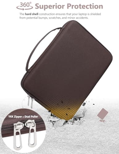 HYZUO 15-16 Inch Hard Shell Laptop Case Sleeve for MacBook, Coffee Brown — view 3