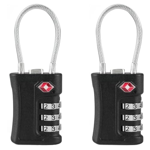 EVRU TSA Luggage Locks, [2 Pack] 3-Digit Security Suitcase Locks, Combination Padlock for Suitcases Flexible Cable Travel Lock, TSA Approved Luggage Padlock for Suitcases Travel Bag Case
