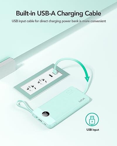 VRURC 10000mAh Power Bank With Built-in 4 Cables, Slim Portable Charger — view 6