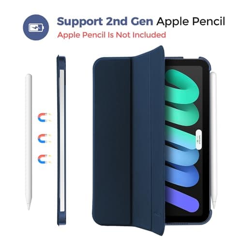 ProCase Smart Case for iPad Mini 7 (A17 Pro 2024)/ Mini 6 2021 8.3 Inch, Hard Back Cover for iPad Mini 7th/6th Generation A2995/A2996/A2993/A2567/A2568/A2569 -Dark Blue — view 4