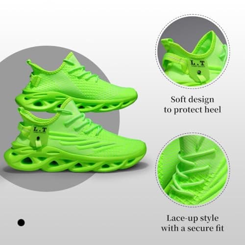 XKOWUO Mens Womens Trainers Walking Running Shoes Non Slip Gym Slip On Tennis Trainers Outdoor Sports Sneakers Lightweight Workout Shoes Green Size 5.5 — view 5