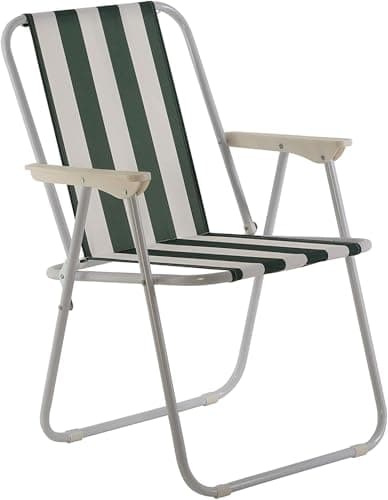 Unibos | Outdoor Deck Chair Garden Patio Folding Camping Picnic Beach BBQ Party Outdoor Stripe Chair (1 Striped Chair) — view 4