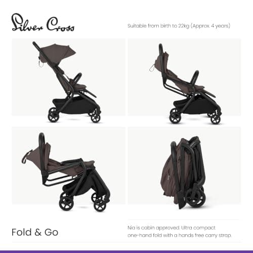 Silver Cross Nia Compact Travel Stroller, Birth to 22kg, Chocolate — view 4
