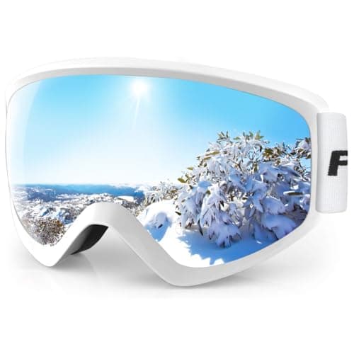 Findway Kids Ski Goggles,Skiing Goggles Snow for Boys Girls Childrens Junior Childs,OTG Over Glasses Anti Fog,100% UV Protection,Helmet Compatible,Classic Silver