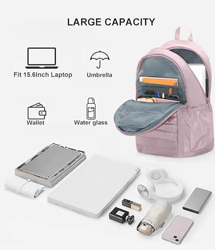 KEOFID Womens Travel Backpack, Back pack Purse for Women, Girls Backpacks, Bookbag for School(Light Pink) — view 3