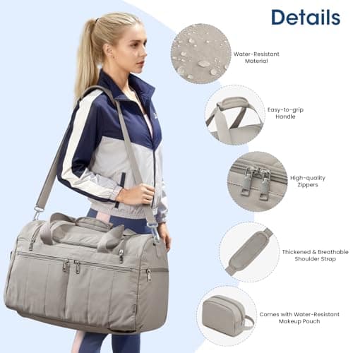 G4Free 45L Travel Duffle Bag for Women Men, 3 in 1 Duffel Bags with Shoes Compartment Gym Backpack for Weekender Overnight, Camel — view 6