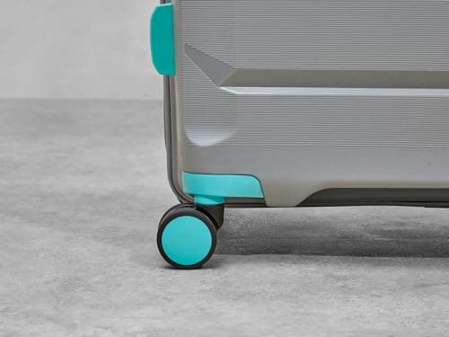 Rock Tulum Medium 63/71L Expandable Hard Shell Suitcase - Grey/Aqua — view 2