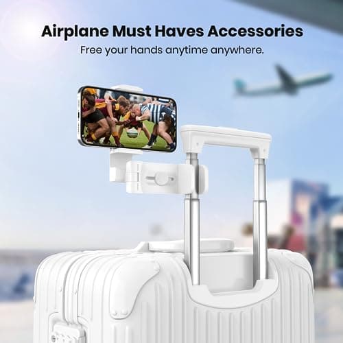 Klearlook 4 in 1 Adjustable Phone Stand - 360 Rotation Handsfree Viewing Flight Phone Holder, Foldable Travel Essentials, Accessory for Home/Office - White — view 3