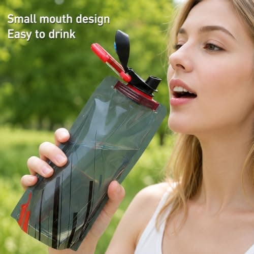 EujRcf 4PCS Collapsible Water Bottle, Foldable Water Bottles, Large Soft Flexible Foldable Reusable Water Bottles 700 Ml Water Pouch Design with Compact for Running Cycling Outdoor Sports and Travel — view 5