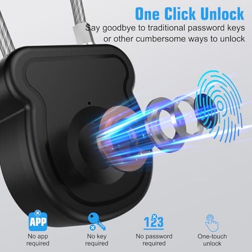 Larimuer Smart Fingerprint Padlock for Luggage - 20 User Capacity, USB Key & Emergency Code, Keyless Biometric Lock for Gym Locker, Suitcase, Backpack, Toolbox & Handbag (Black) — view 6