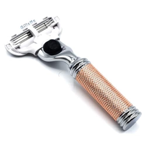 Parker Women’s Travel Razor – Compatible with Gillette® Venus® Cartridges – Compact 3‑Blade Razor with Rose‑Gold Chrome Brass Handle & Buffalo Leather Travel Case — view 3
