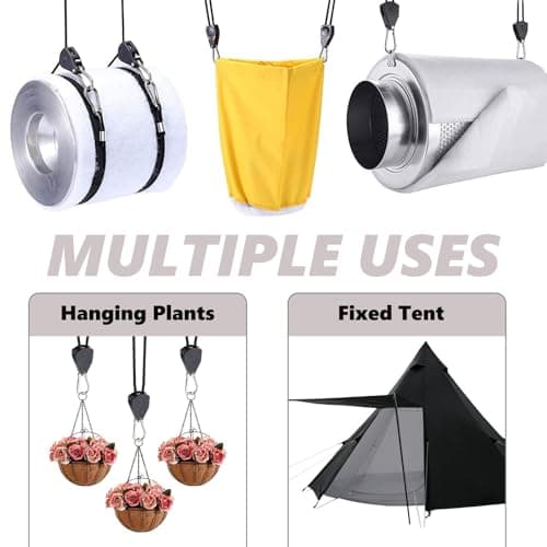 4 PCS Reflective Tent Guy Ropes, 4 mm Ratchet Ropes with Rope Tensioner, 4M Heavy Duty Adjustable Reflective Tent Guy Rope for Camping, Hiking, Awning, Black — view 3