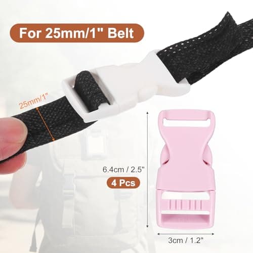 PATIKIL 4 Pcs 1" Quick Side Release Buckle Plastic Buckle Clip Light Pink — view 2