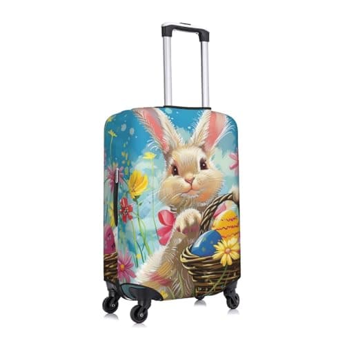 JTNWEC Spring Happy Festival Holiday Print Travel Luggage Cover - Personalization Elastic Suitcase Protector,, Black, L( Fit 25-28 Inch Luggage) — view 3