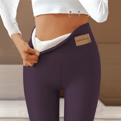 YCBMINGCAN Thermal Leggings Women's Winter Lined Warm Winter Leggings Fleece Trousers High Waist Leggings Opaque Winter Trousers Thermal Sports Trousers for Outdoor, Leisure, Sports, Rose Gold, L — view 5