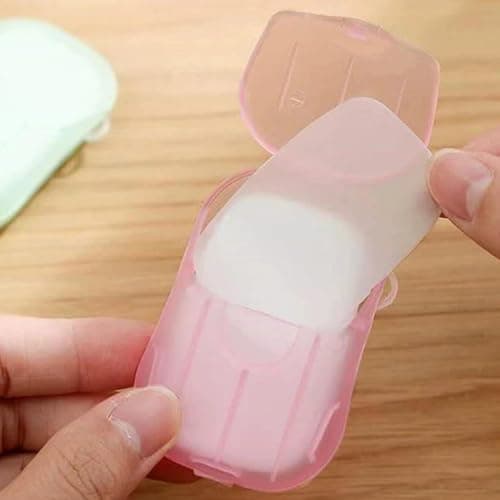 5 Pack Compact Travel Disposable Hand Soap Flakes and Fragranced Paper Soap Sheets with Protective Case, Ideal for Foaming Hand Cleansing During Outdoor Adventures, Camping, and Journeys On-The-Go — view 4