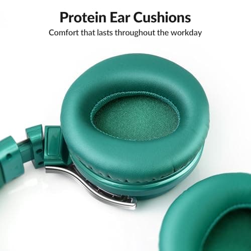 GarageRock E7 Active Noise Cancelling Headphones Bluetooth Headphones Wireless Headphones Over Ear with Microphone Deep Bass, Comfortable Protein Earpads, 30 Hours Playtime for Travel/Work, Green — view 4