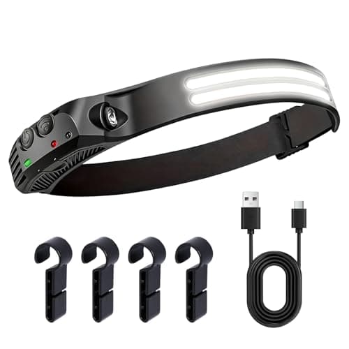 LED Head Torch Rechargeable, Lumilight LED Headband 6 Adjustable Brightness