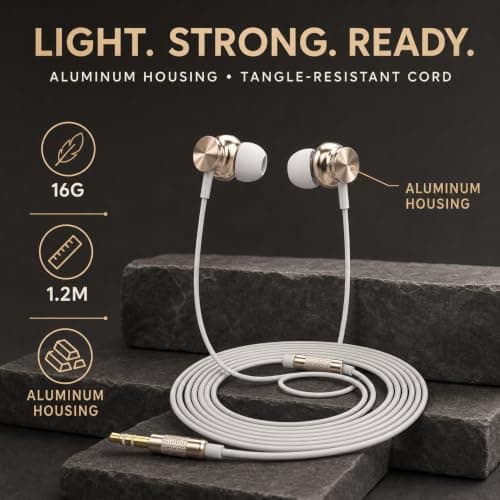 Betron BS10 Earphones Wired In-Ear Headphones, Gold — view 4