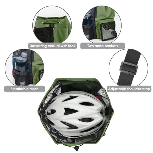 WANDF Swim Bag Mesh Drawstring Backpack with Wet Pocket for Swimming, Gym, and Workout Gear (Dark Green) — view 6