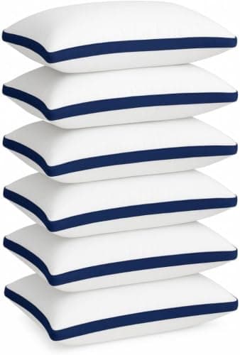 Hotel Quality Pillows 6 Pack Soft Quilted Bed Pillow Side Sleeper, Bounce Back, White Neck Pillow Supportive and Comfortable All Night Long Hypoallergenic Machine Washable