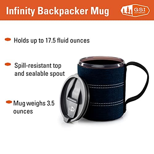 GSI Outdoors Infinity Lightweight Neoprene Backpacker Neoprene Mug for Camping and Backpacking - 17 oz - Heathered Blue — view 3