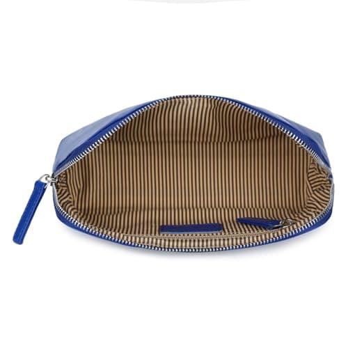 Women's Leather Cosmetic Bag - Medium Travel Makeup Pouch - Make-Up Case (Blue) — view 5