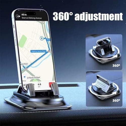 360 Rotating Car Phone Mount for Dashboard,Automatic Locking Anti-Slip Phone Mount,Single-Hand Operation Smartphone Holder for Hands-Free,Universal Car Mobile Holder for All CellPhone — view 2