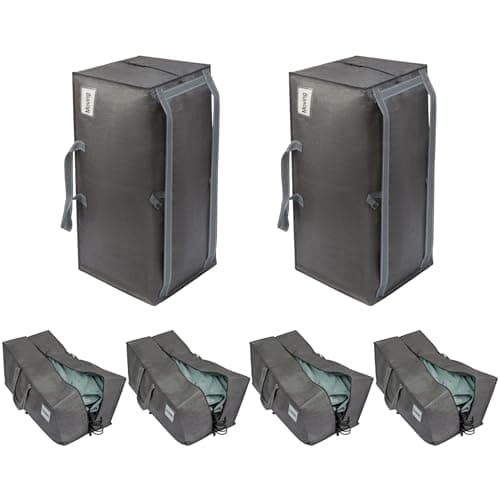 VENO 6 Pack Heavy-Duty Extra Large Moving Bags W/Backpack Straps, Moving House Essentials, Strong Handles & Zips, Clothes Storage, Packing, Laundry Bags, Reusable and Sustainable (Gray, 6 Pack)
