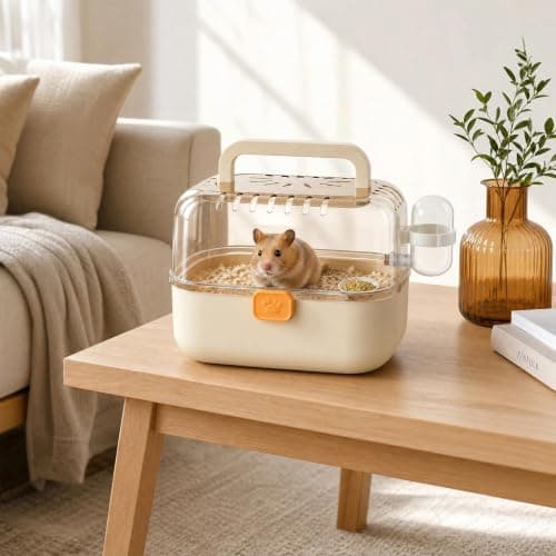 Hamster Carrier Cage with Water Bottle, Travel Cage for Small Animals — view 5