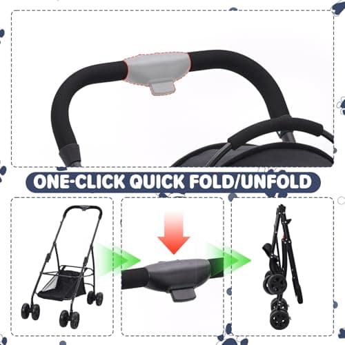 Foldable Pet Strollers with Detachable Carrier,Stroller for Medium Dogs — view 5
