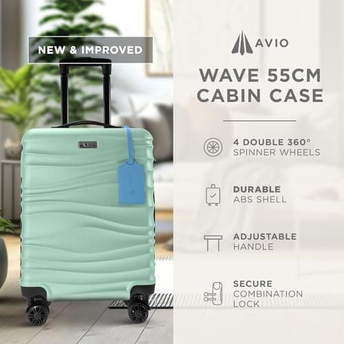 Avio Carry-On Cabin Luggage 55x40x20cm | Hard Shell Suitcase 4 Wheels — view 2