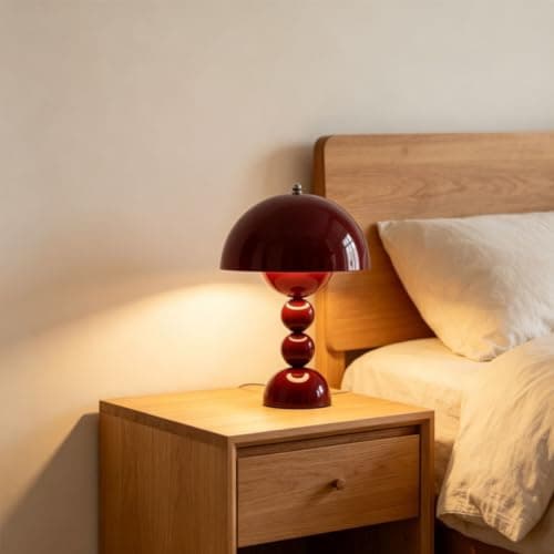 Rechargeable Table Lamp, 3-Color Dimmable Cordless Desk Lamp with Touch Control, Portable Battery Powered Nightstand Lamp for Bedroom, Kitchen, Outdoor, Camping, Decoration，Burgundy — view 5