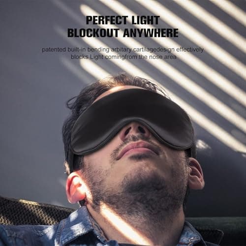 IEKEODI 2 Pack Silk Sleep Masks, Light Blocking Eye Masks, Black & Purple — view 6