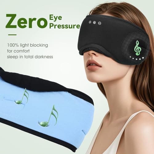 MUSICOZY Organic Bamboo Cotton Sleep Mask Headphones, 100% Blackout — view 3