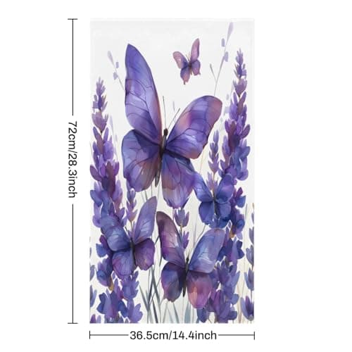 Tablerazzi Hand Towels for Bathroom Set of 2, Butterfly with Purple Lavender Decorative Bath Hand Towels, Soft Microfiber Absorbent Towel for Fitness, Yoga, Travel, Camping, Gym — view 2