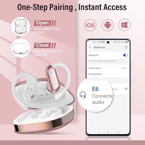 Wireless Earbuds, Bluetooth 5.4 Open Ear Headphones with Ear Hooks, 42H — view 6