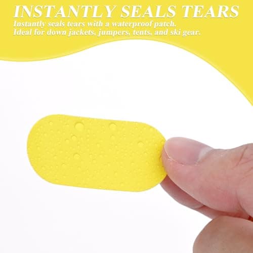 TAIANJI 48 Pcs Down Jacket Repair Patch Nylon, 2 Styles, Yellow — view 2