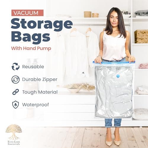 Space Saver Vacuum Storage Bags - Jumbo Clothes & Bedding Vacuum Packs (6 Pack) with Pump — view 2