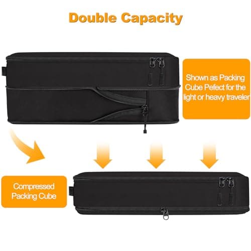 Compression Packing Cubes, Lumesner 8 Set Travel Essentials Packing Cubes for Carry on Suitcases, Compression Suitcase Organizers Bag Set & Travel Cubes (8-piece, Black) — view 5